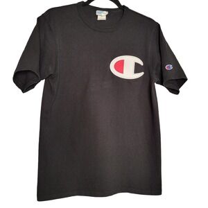 Vintage Champion Streetwear Y2K 90s Embroidered Big Logo Men's Medium Black